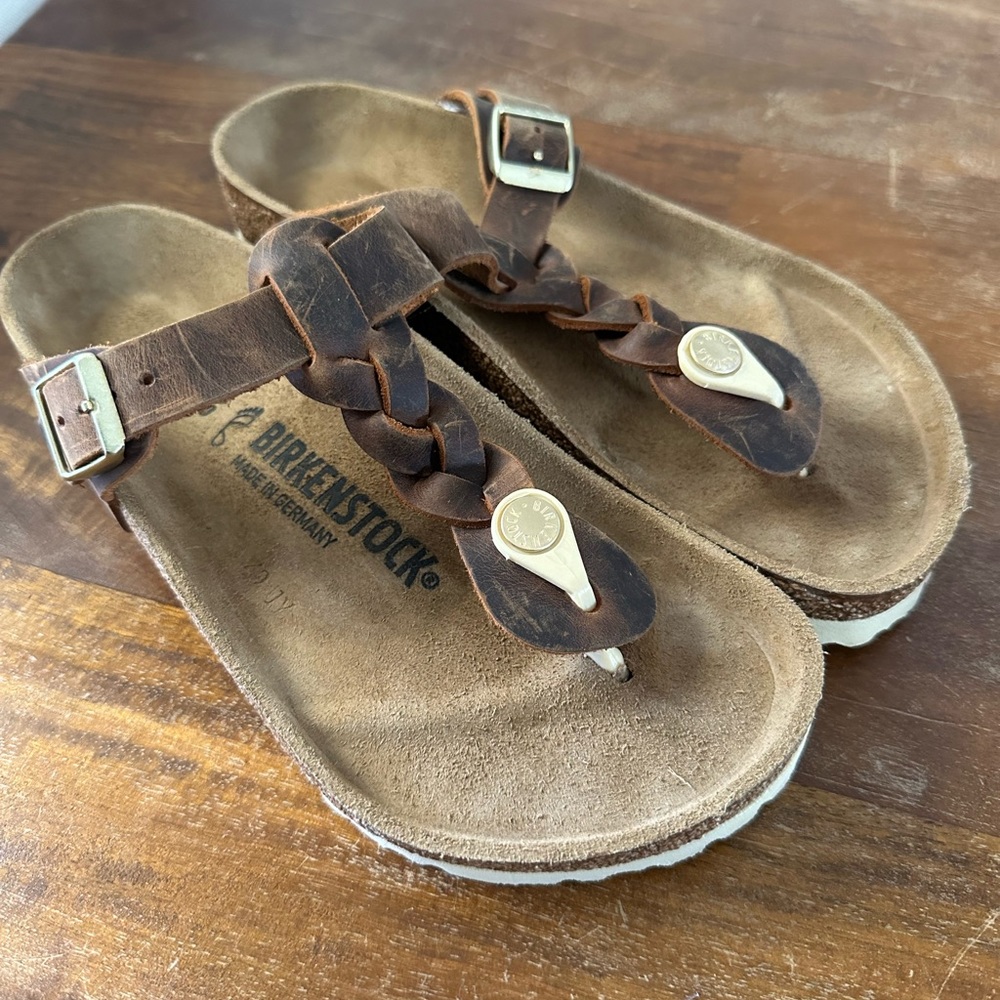 Birkenstock Gizeh Braided Sandal Women's Size 36 Cognac vintage leather